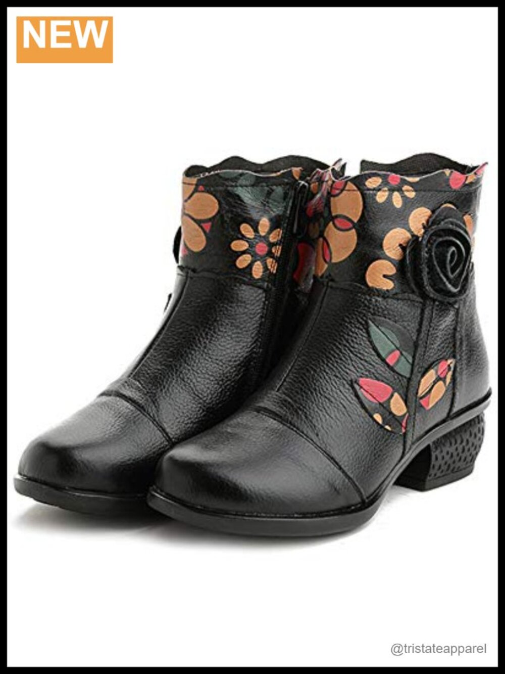Women's Genuine Leather Ankle Booties Low Heel Winter Snow Boots Faux Fur Lined